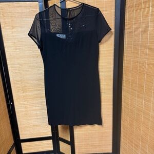 Chic Black Sheer Sleeve Mini Dress